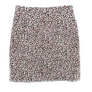 BLUE LES COPAINS Knee Length A-Line Raw Hem Leopard Print Skirt Large Textured